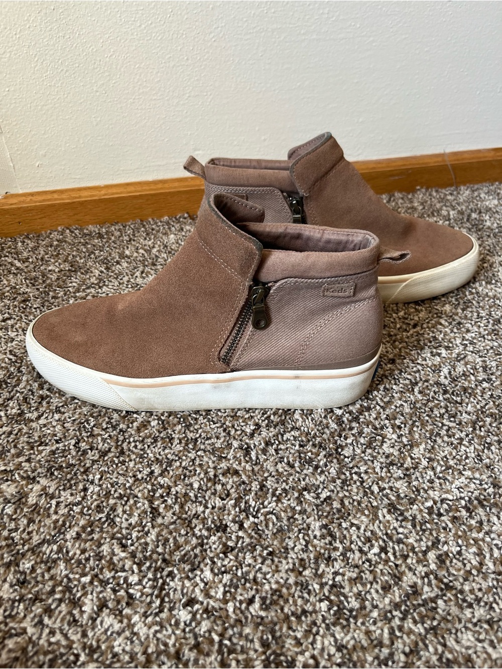 🍎 Keds Cooper Zip Bootie in Brown Suede/Canvas Women’s Size 9 Euro 40 - Picture 2 of 8